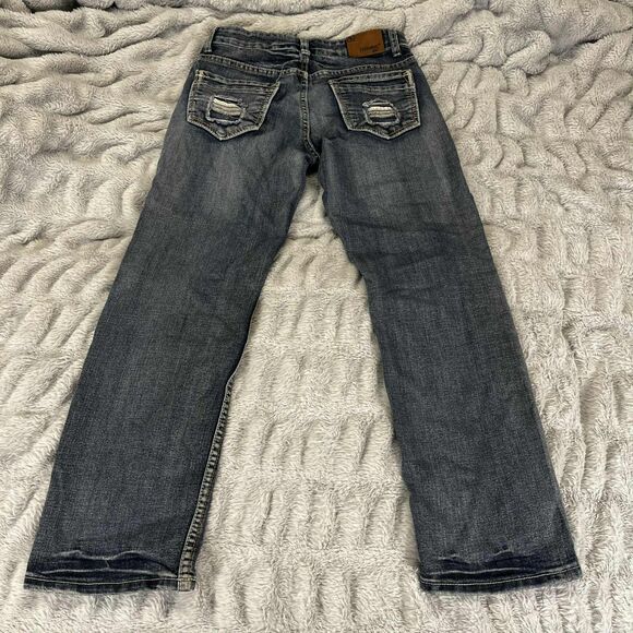 Flypaper Jeans Boys 14 Straight Dark Wash Adjustable Waist Distressed Pockets - Picture 2 of 10